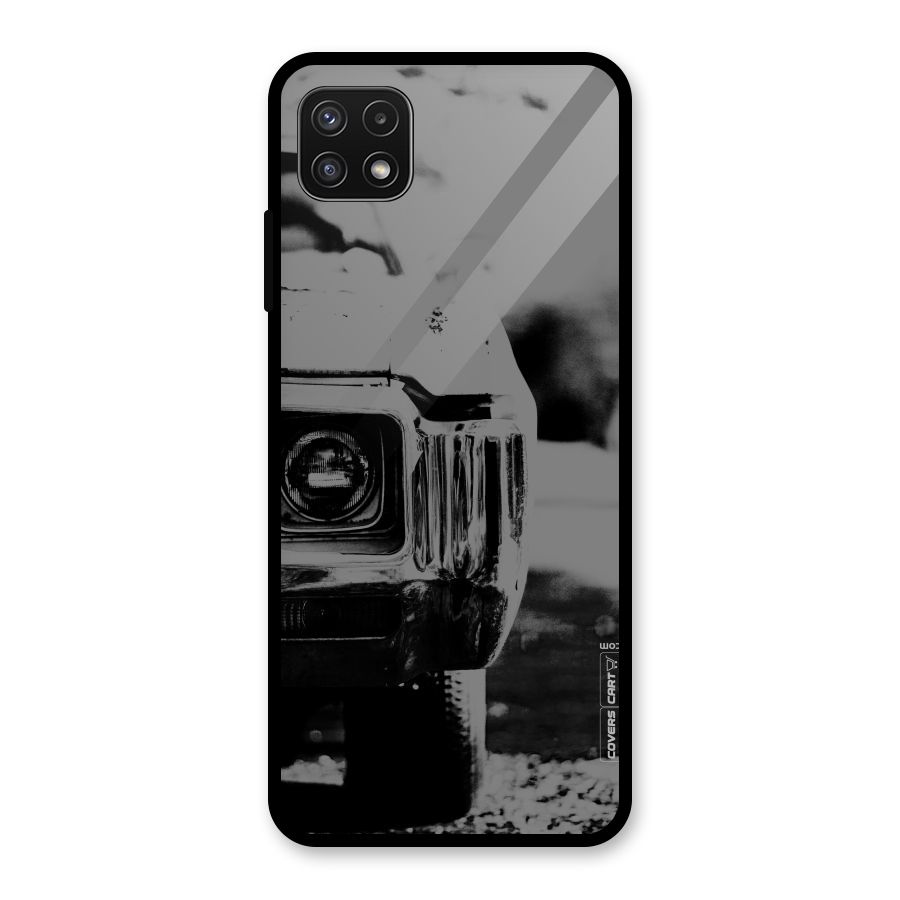 Vintage Car Black and White Glass Back Case for Galaxy A22 5G