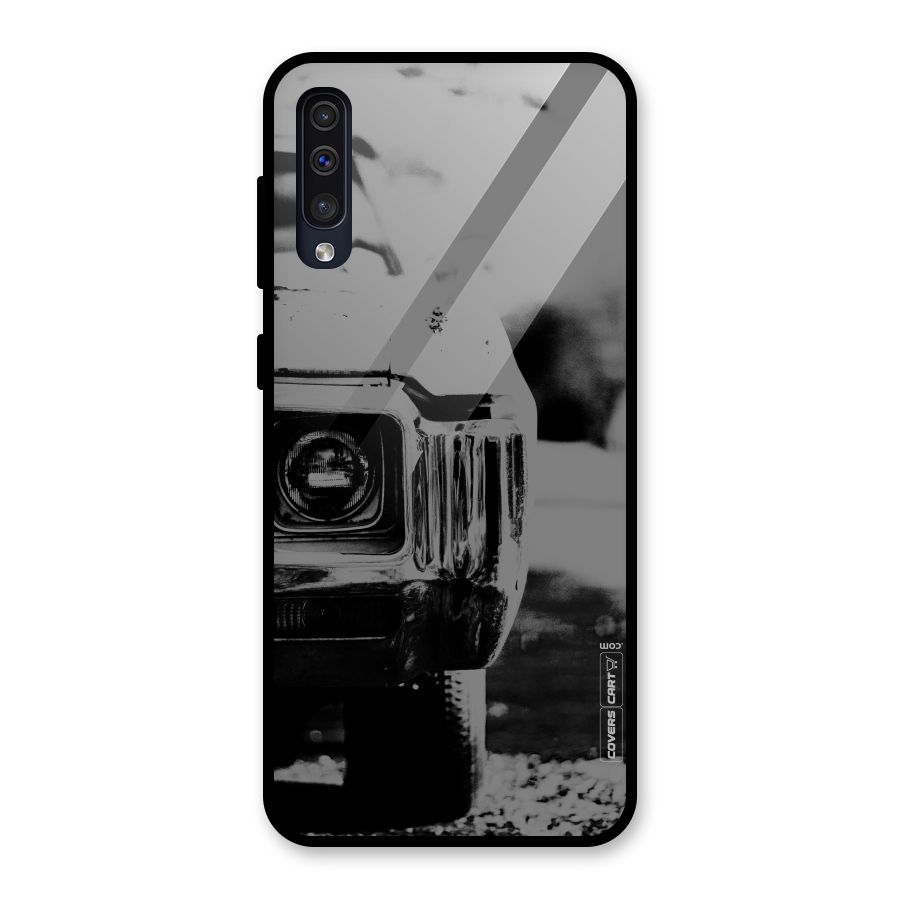 Vintage Car Black and White Glass Back Case for Galaxy A30s