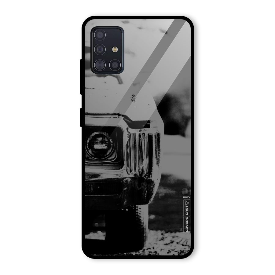 Vintage Car Black and White Glass Back Case for Galaxy A51