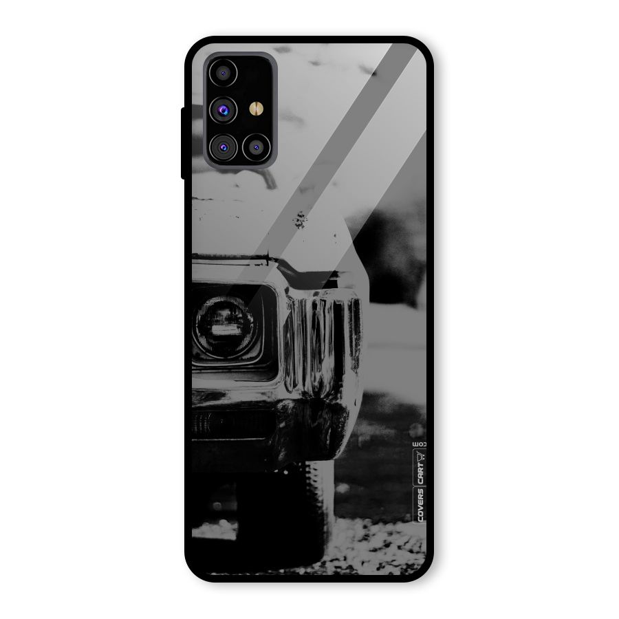 Vintage Car Black and White Glass Back Case for Galaxy M31s