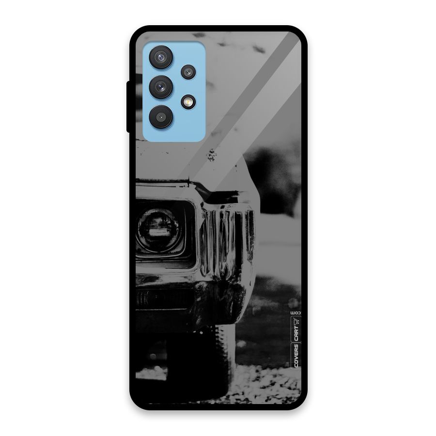 Vintage Car Black and White Glass Back Case for Galaxy M32 5G