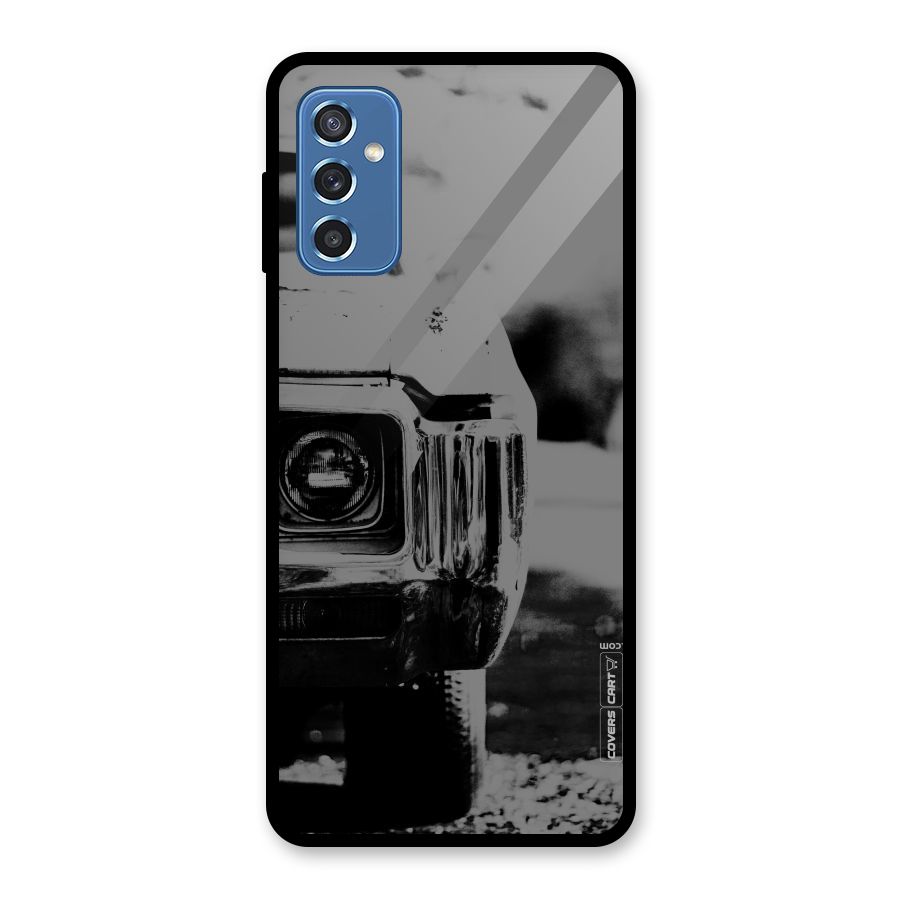 Vintage Car Black and White Glass Back Case for Galaxy M52 5G