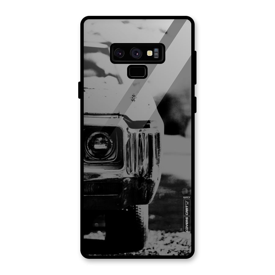 Vintage Car Black and White Glass Back Case for Galaxy Note 9
