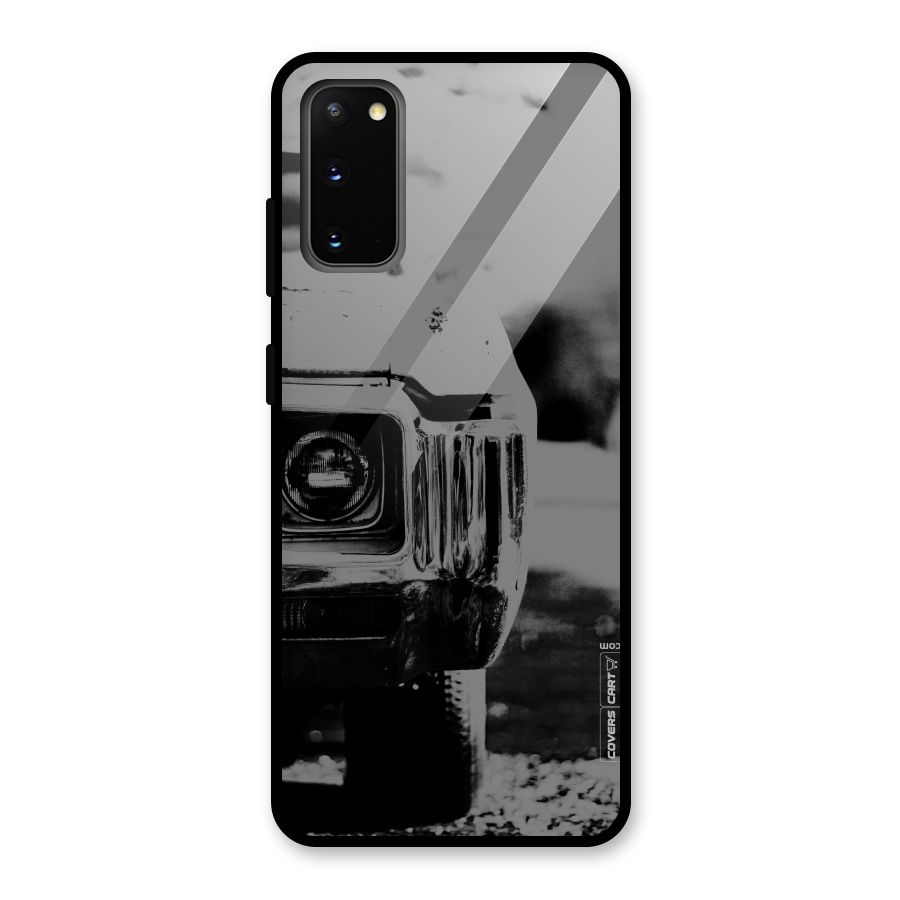Vintage Car Black and White Glass Back Case for Galaxy S20
