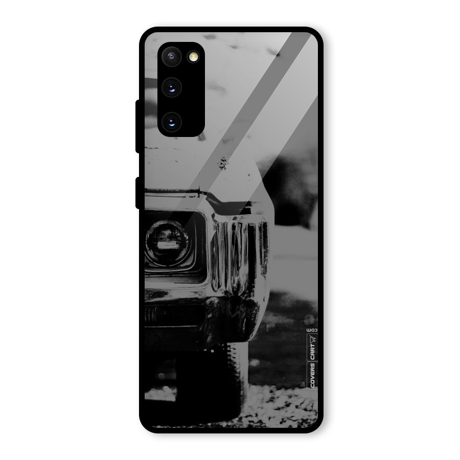 Vintage Car Black and White Glass Back Case for Galaxy S20 FE 5G