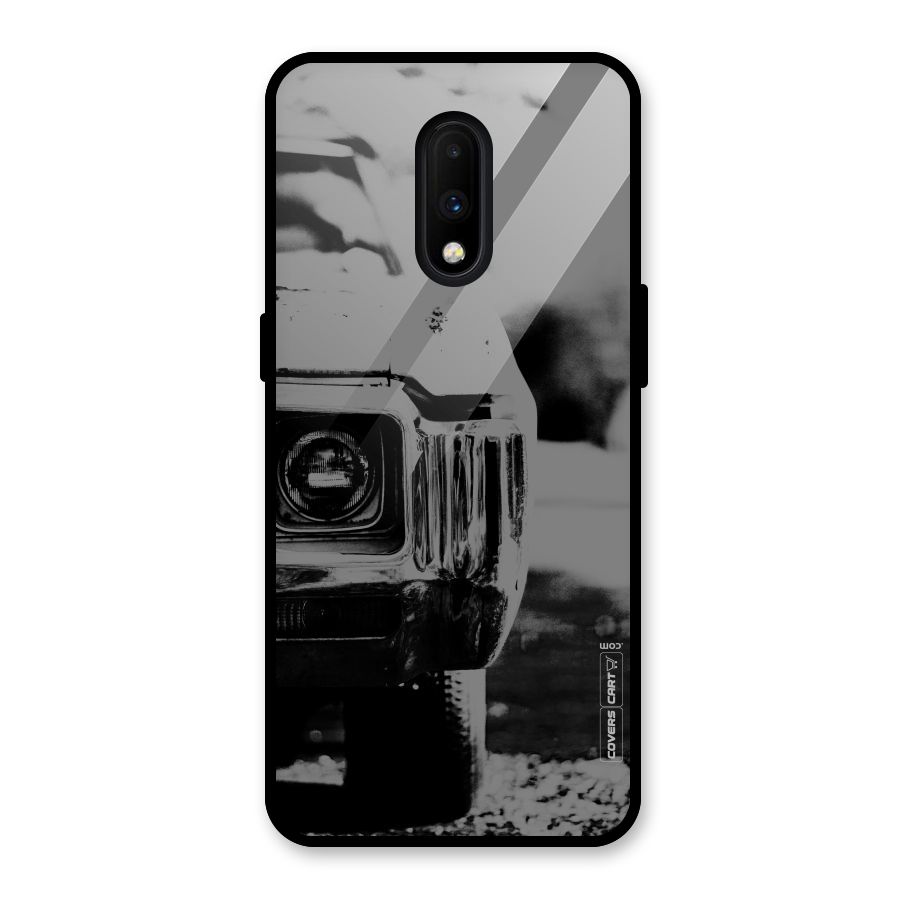 Vintage Car Black and White Glass Back Case for OnePlus 7