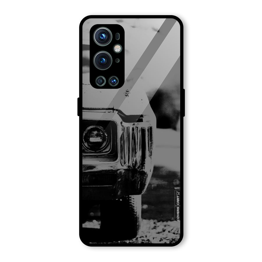 Vintage Car Black and White Glass Back Case for OnePlus 9 Pro