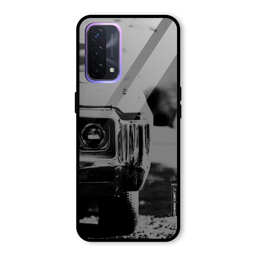 Vintage Car Black and White Glass Back Case for Oppo A74 5G
