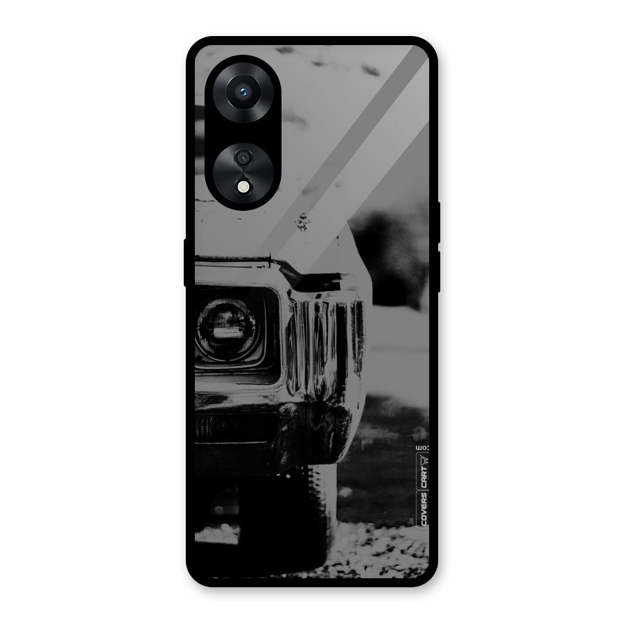 Vintage Car Black and White Glass Back Case for Oppo A78