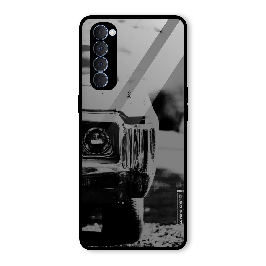 Vintage Car Black and White Glass Back Case for Oppo Reno4 Pro