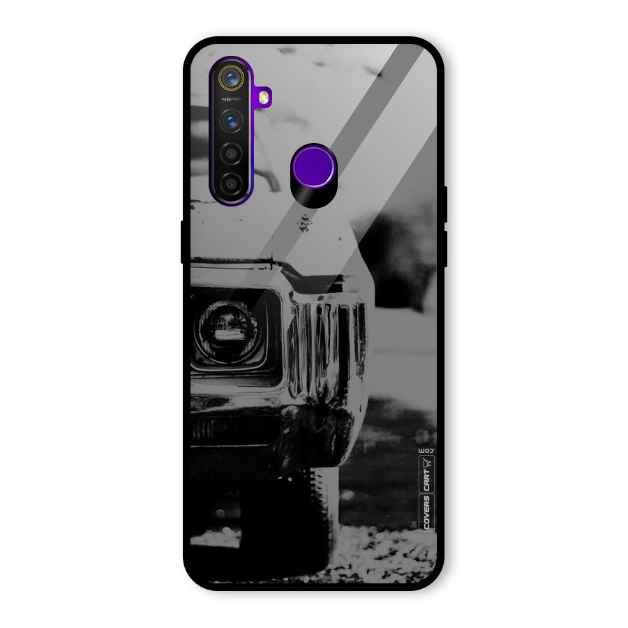 Vintage Car Black and White Glass Back Case for Realme 5 Pro