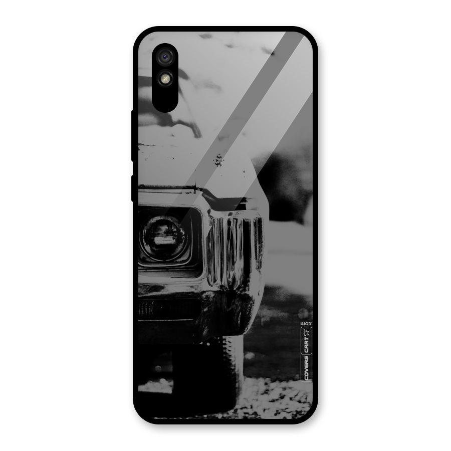 Vintage Car Black and White Glass Back Case for Redmi 9A