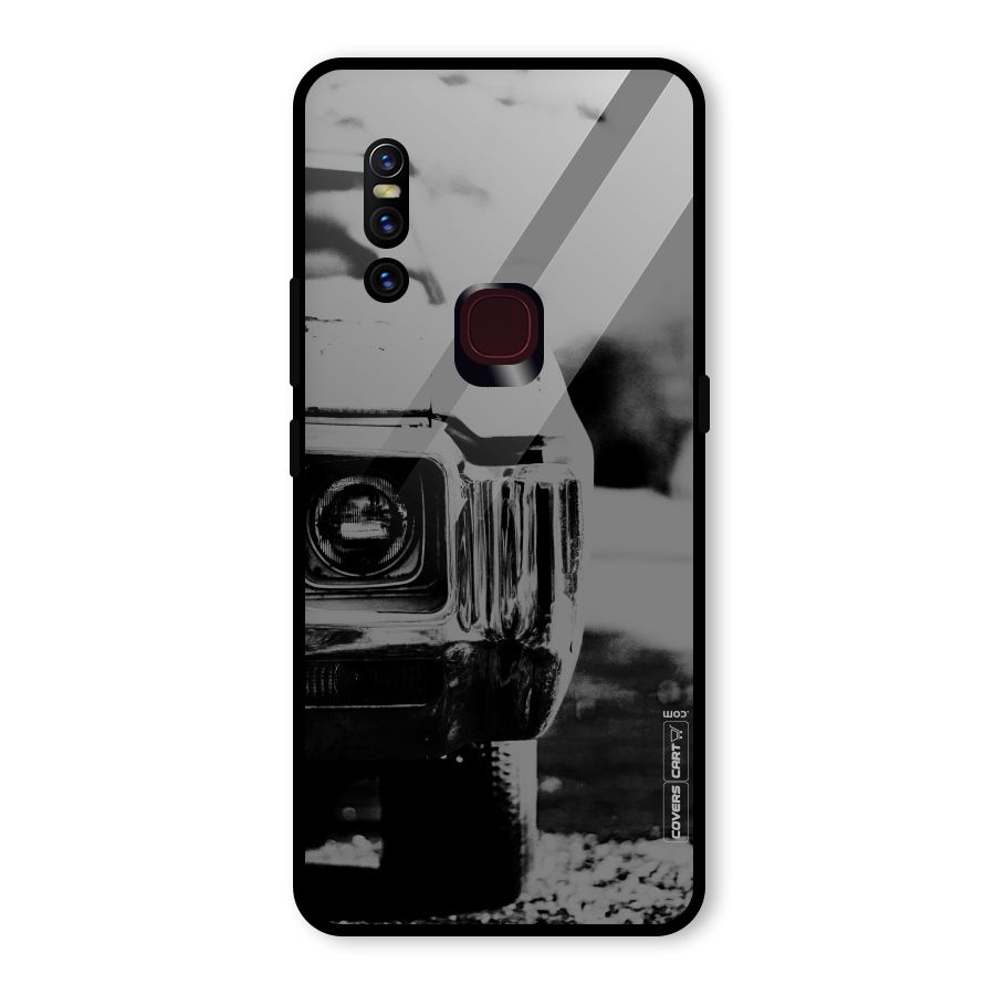 Vintage Car Black and White Glass Back Case for Vivo V15
