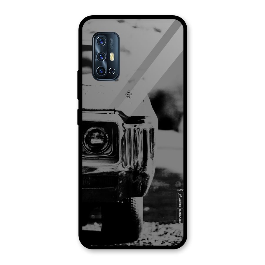Vintage Car Black and White Glass Back Case for Vivo V17