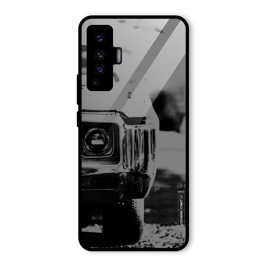 Vintage Car Black and White Glass Back Case for Vivo X50