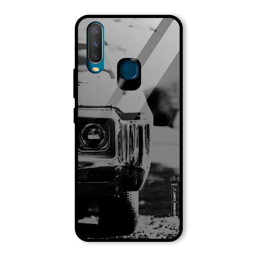 Vintage Car Black and White Glass Back Case for Vivo Y17