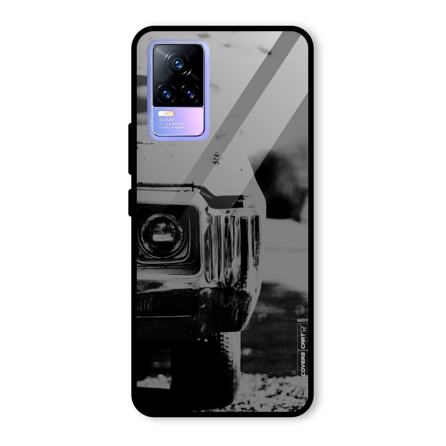 Vintage Car Black and White Glass Back Case for Vivo Y73