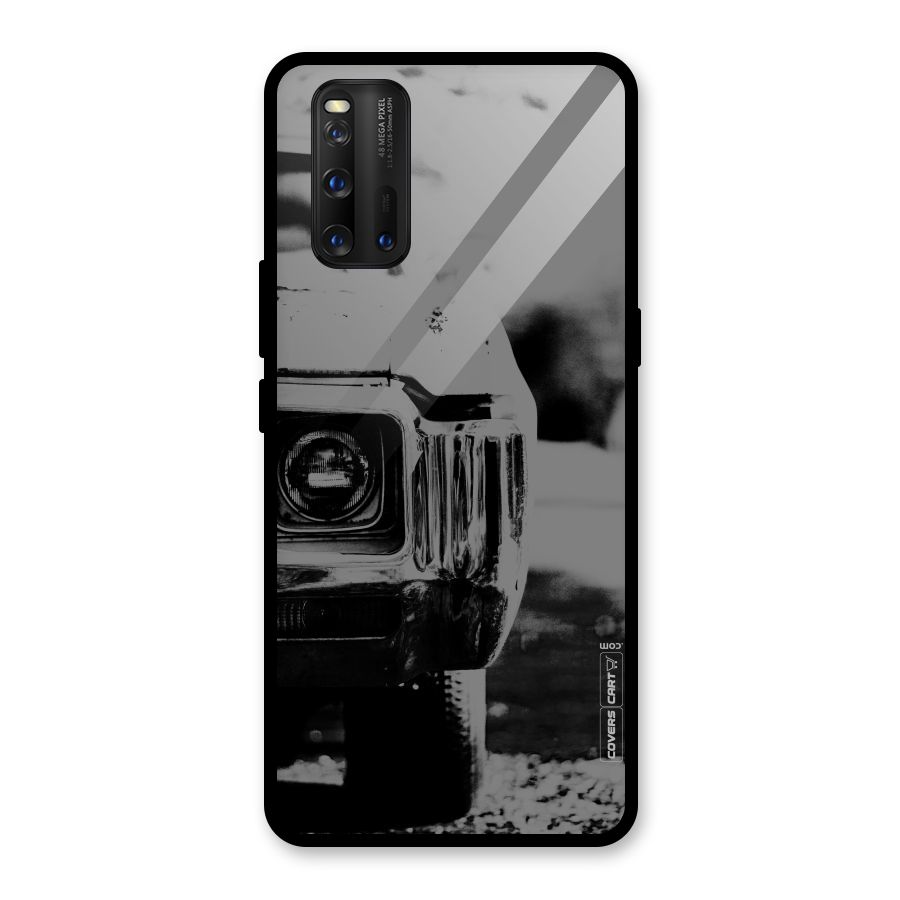 Vintage Car Black and White Glass Back Case for Vivo iQOO 3