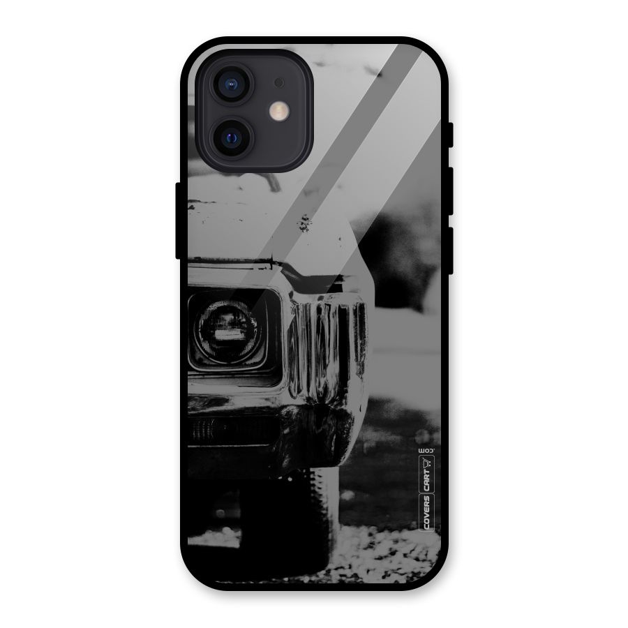 Vintage Car Black and White Glass Back Case for iPhone 12