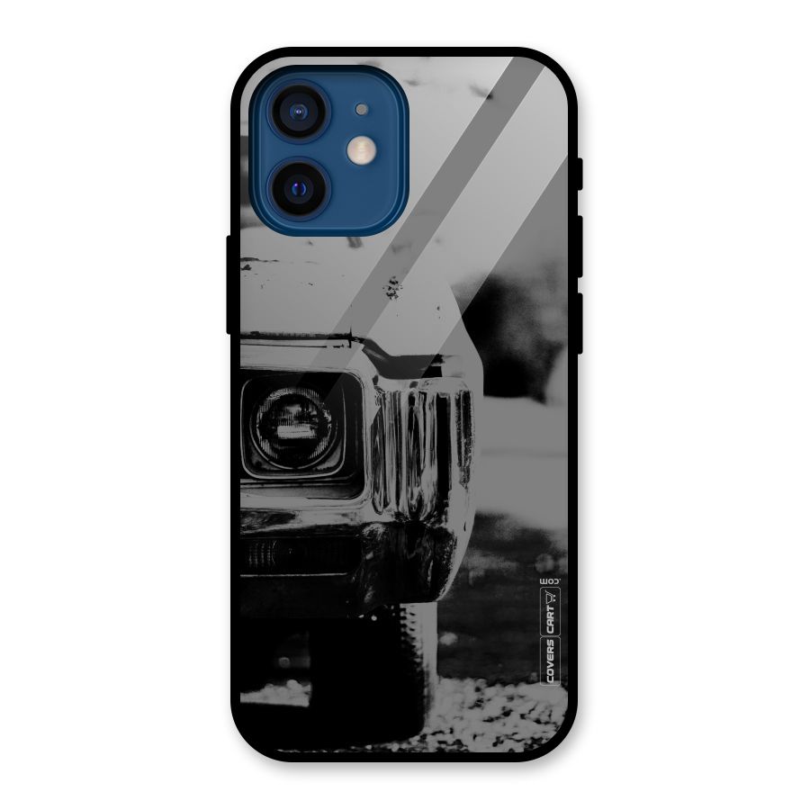 Vintage Car Black and White Glass Back Case for iPhone 12 Mini