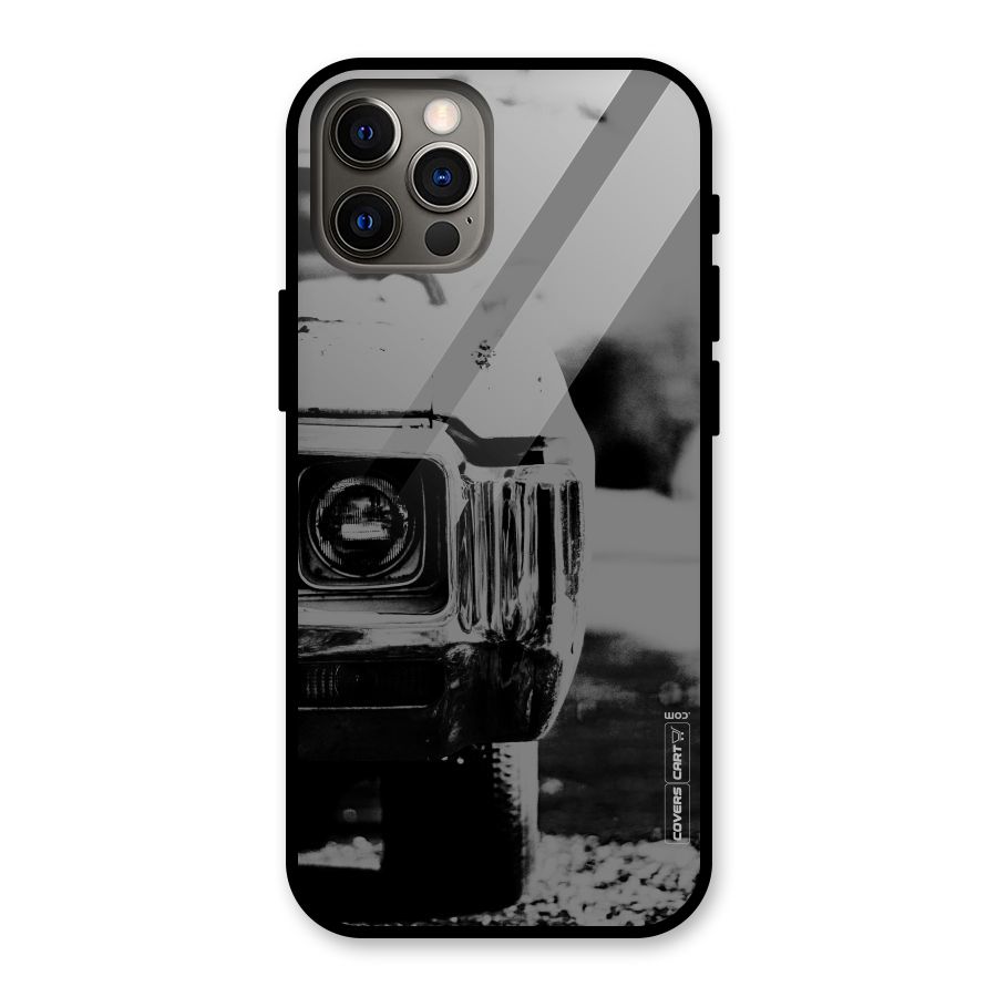 Vintage Car Black and White Glass Back Case for iPhone 12 Pro