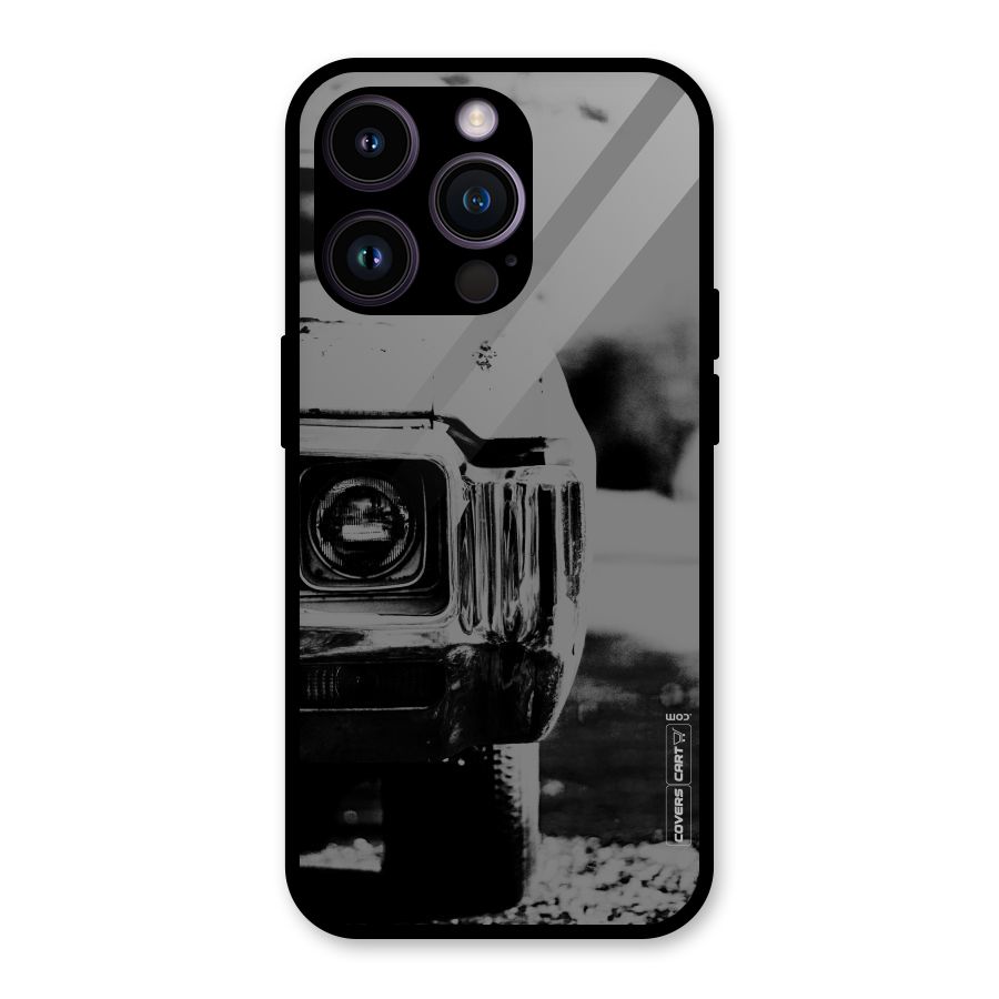 Vintage Car Black and White Glass Back Case for iPhone 14 Pro