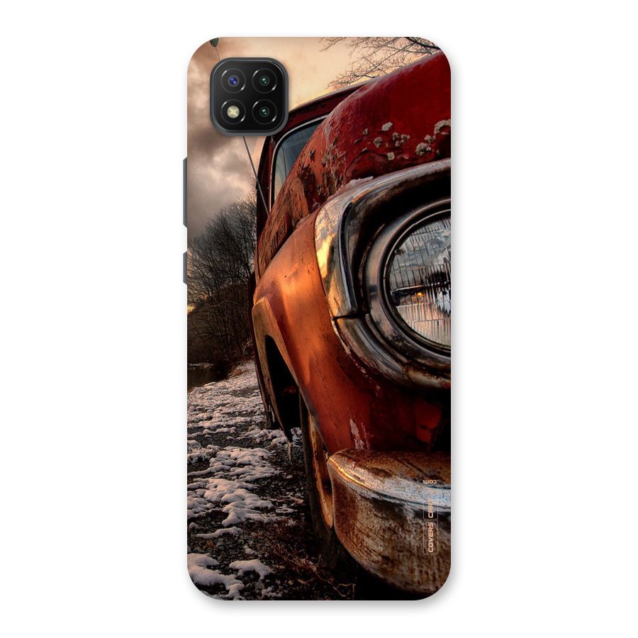 Vintage Car Headlight Back Case for Poco C3