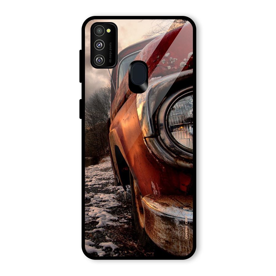 Vintage Car Headlight Glass Back Case for Galaxy M21