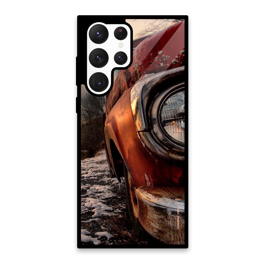 Vintage Car Headlight Glass Back Case for Galaxy S22 Ultra 5G