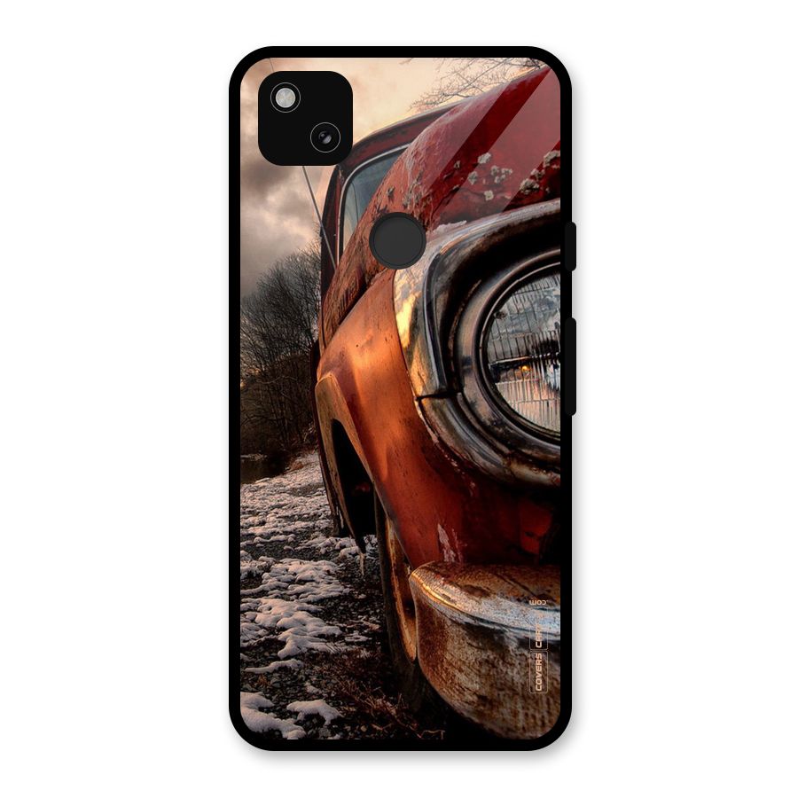 Vintage Car Headlight Glass Back Case for Google Pixel 4a