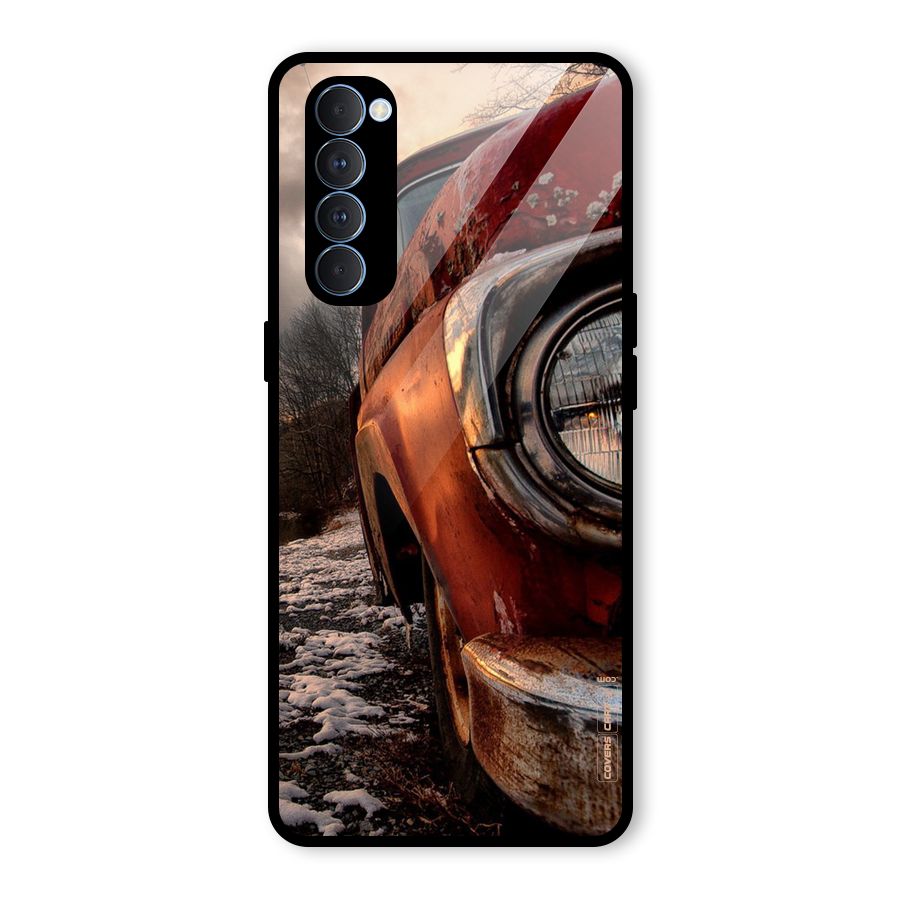 Vintage Car Headlight Glass Back Case for Oppo Reno4 Pro
