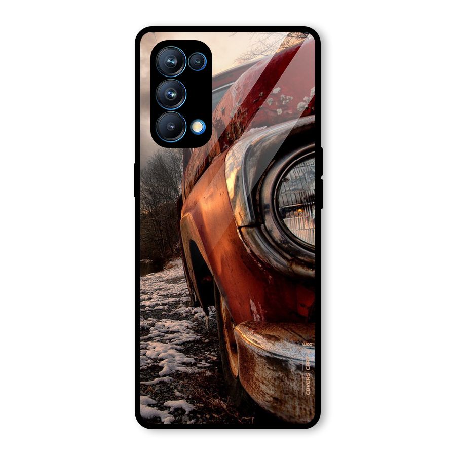 Vintage Car Headlight Glass Back Case for Oppo Reno5 Pro 5G