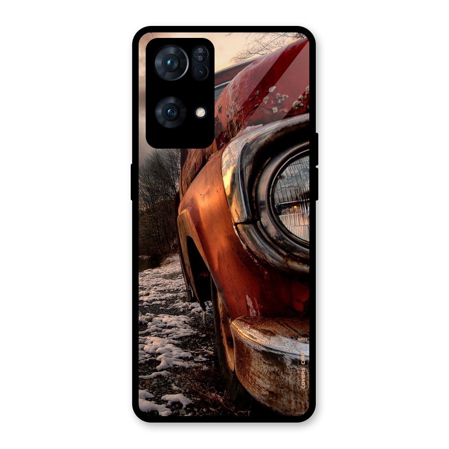 Vintage Car Headlight Glass Back Case for Oppo Reno7 Pro 5G