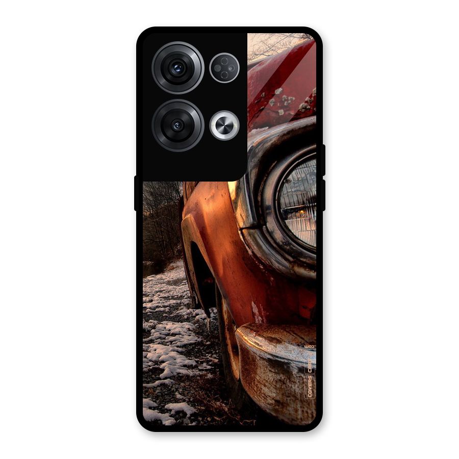 Vintage Car Headlight Glass Back Case for Oppo Reno8 Pro 5G