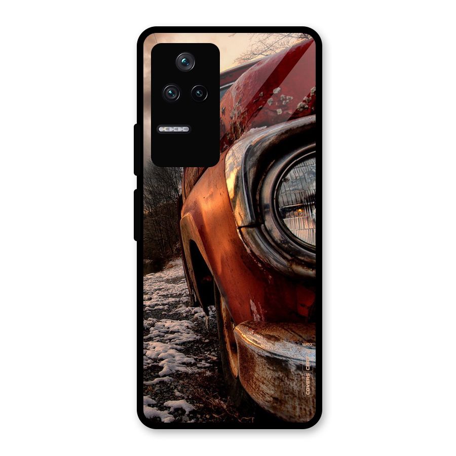 Vintage Car Headlight Glass Back Case for Poco F4 5G