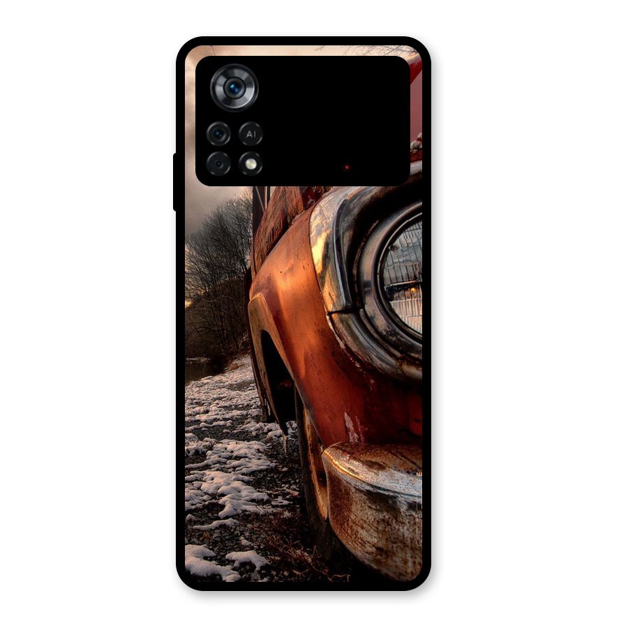 Vintage Car Headlight Glass Back Case for Poco X4 Pro 5G