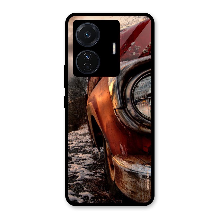 Vintage Car Headlight Glass Back Case for Vivo T1 Pro