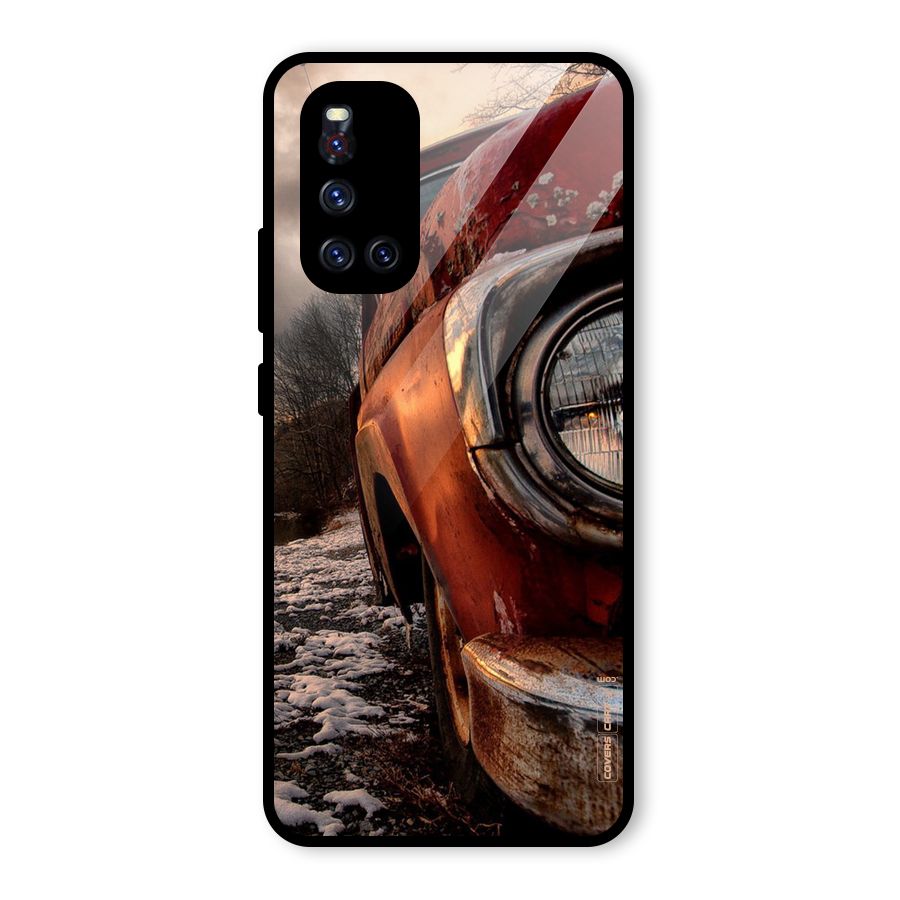 Vintage Car Headlight Glass Back Case for Vivo V19