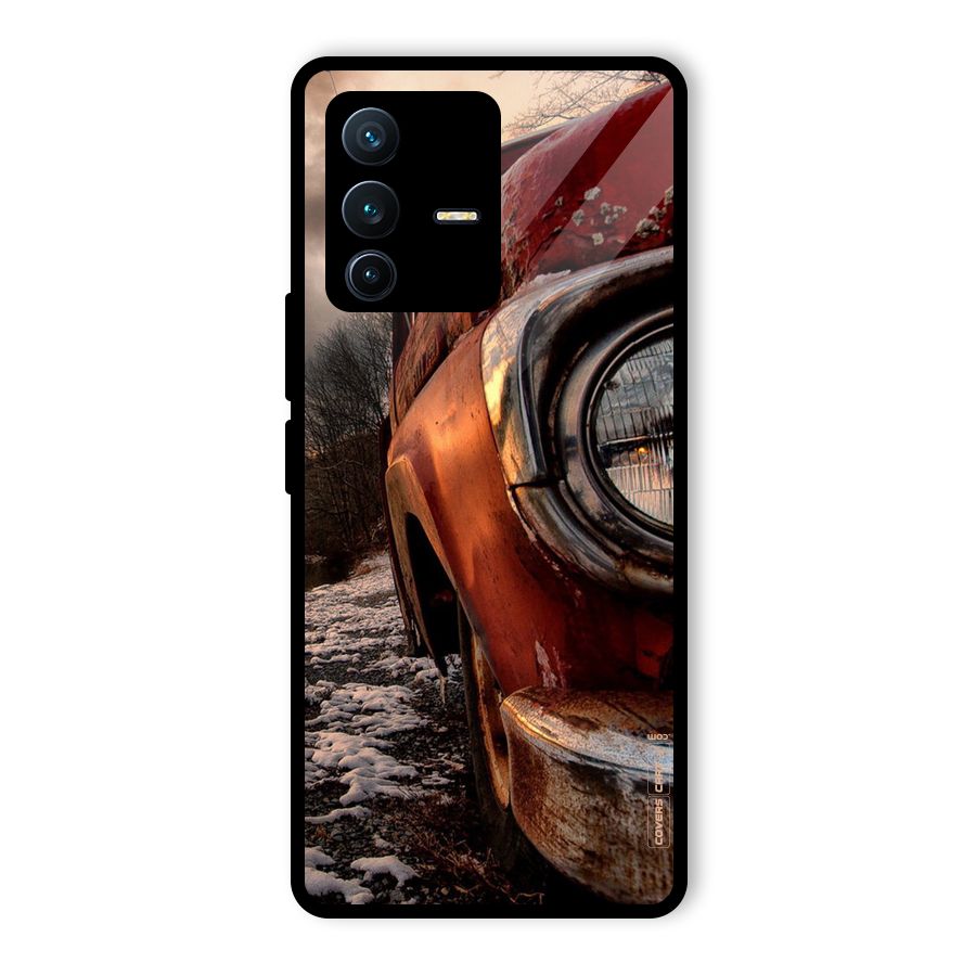 Vintage Car Headlight Glass Back Case for Vivo V23 Pro