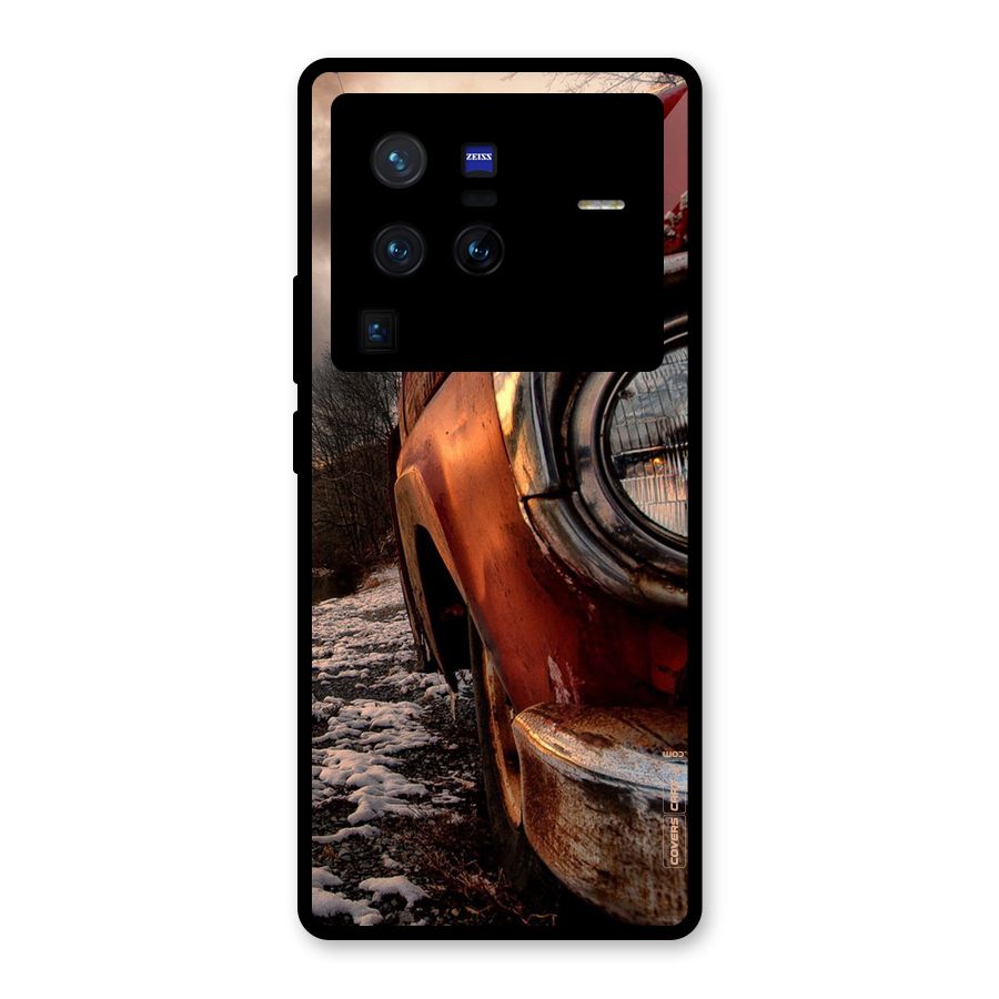 Vintage Car Headlight Glass Back Case for Vivo X80 Pro