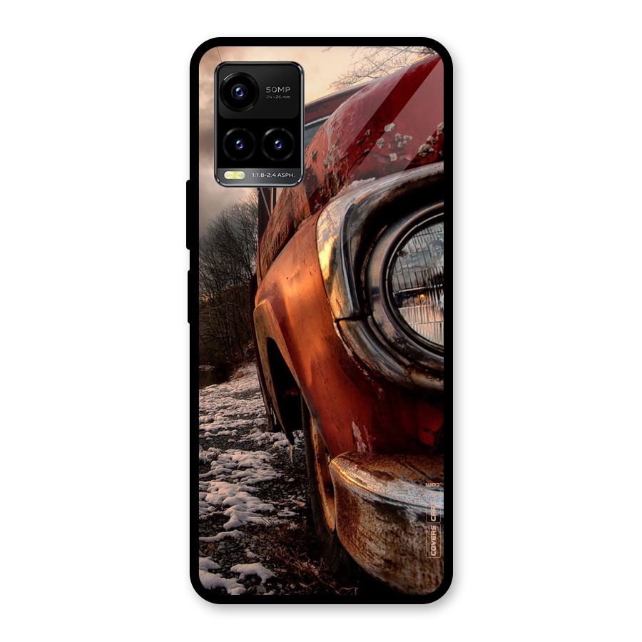 Vintage Car Headlight Glass Back Case for Vivo Y33s