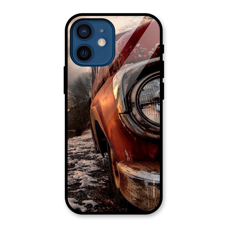 Vintage Car Headlight Glass Back Case for iPhone 12 Mini
