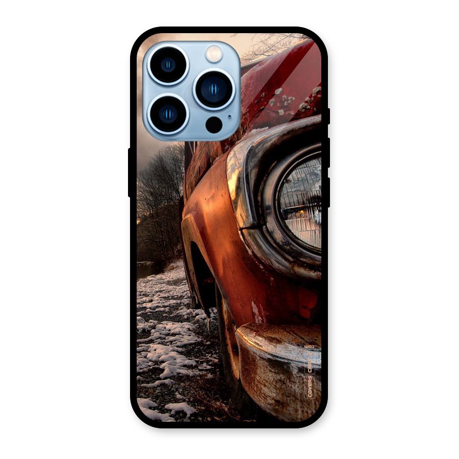 Vintage Car Headlight Glass Back Case for iPhone 13 Pro