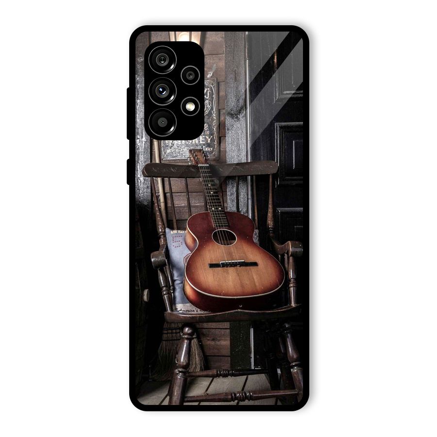 Vintage Chair Guitar Glass Back Case for Galaxy A73 5G