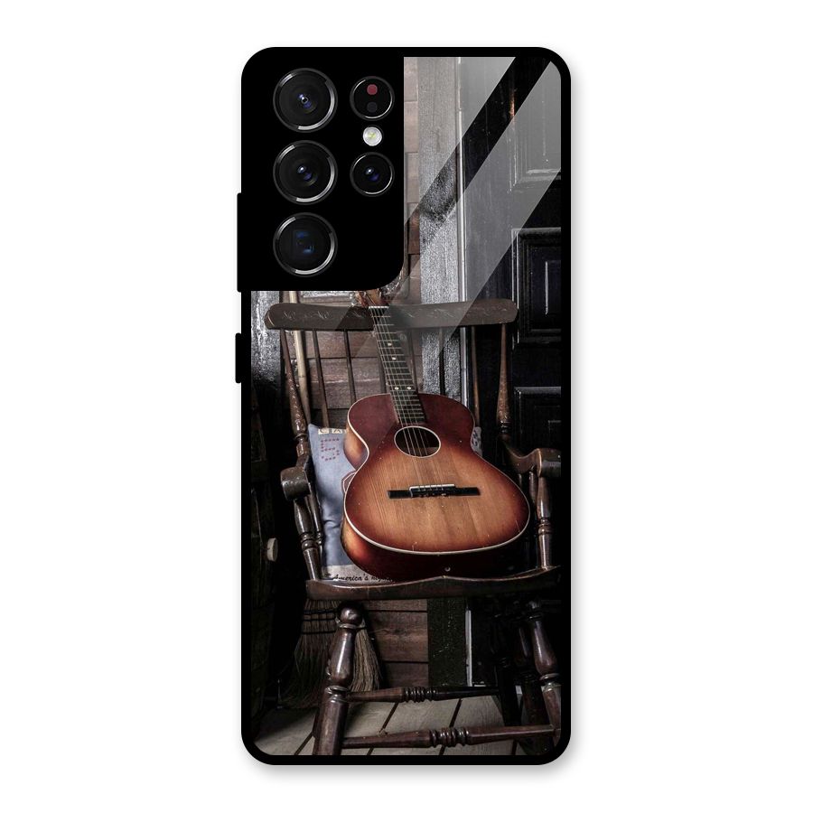 Vintage Chair Guitar Glass Back Case for Galaxy S21 Ultra 5G
