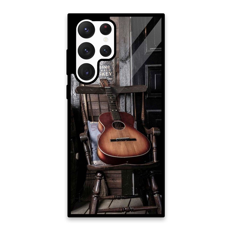 Vintage Chair Guitar Glass Back Case for Galaxy S22 Ultra 5G