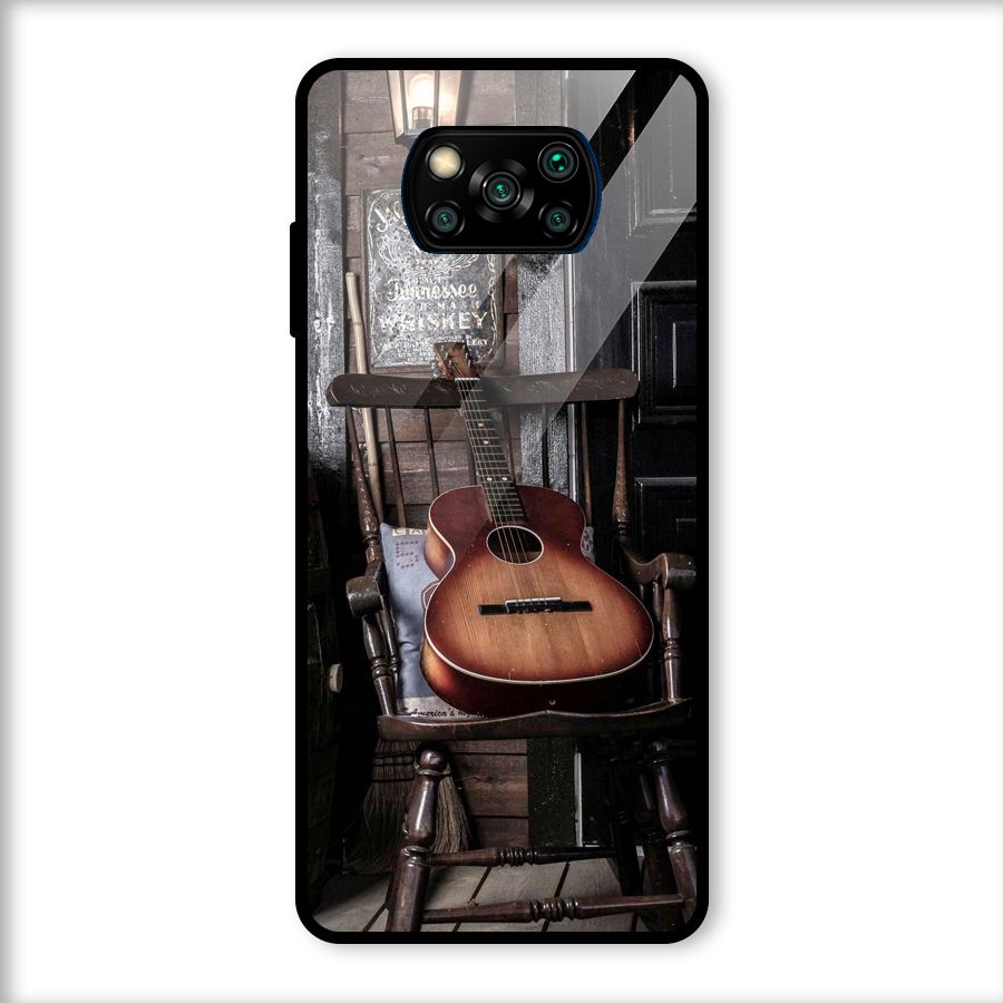 Vintage Chair Guitar Glass Back Case for Poco X3