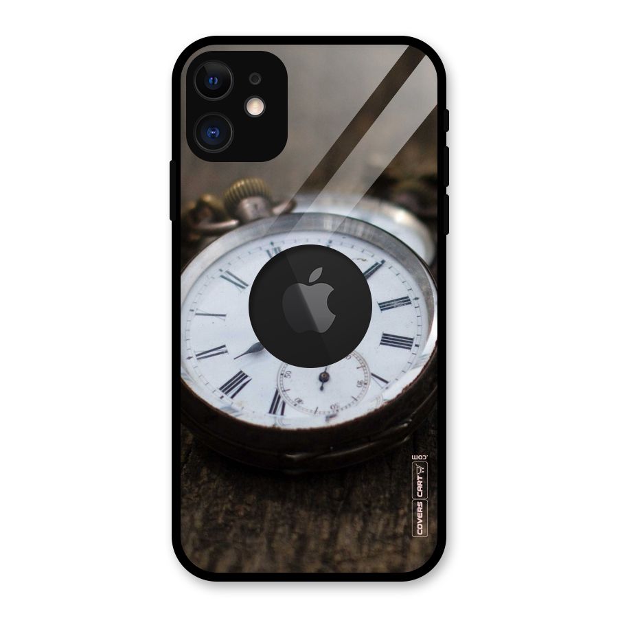 Vintage Clock Glass Back Case for iPhone 11 Logo Cut