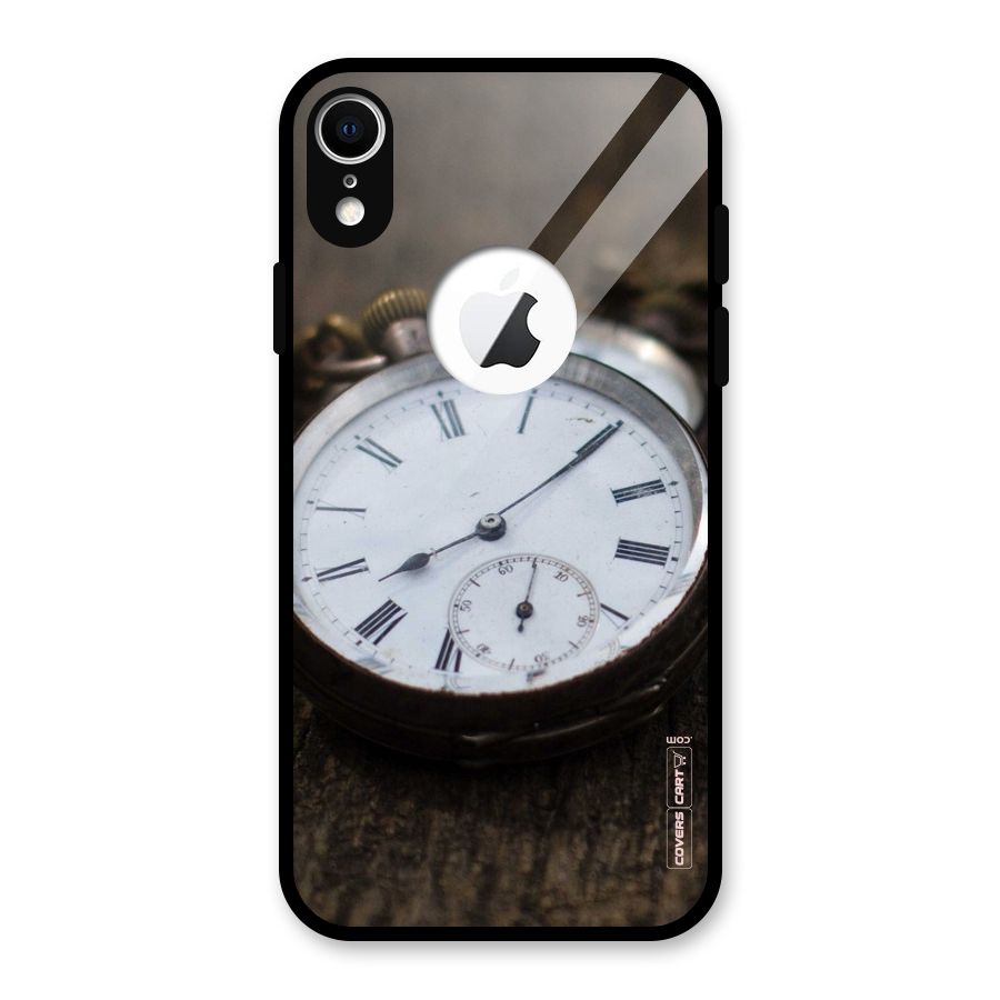 Vintage Clock Glass Back Case for iPhone XR Logo Cut