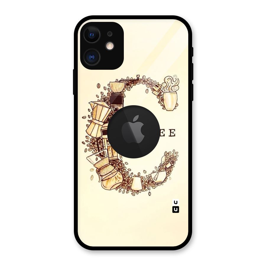 Vintage Coffee Glass Back Case for iPhone 11 Logo Cut